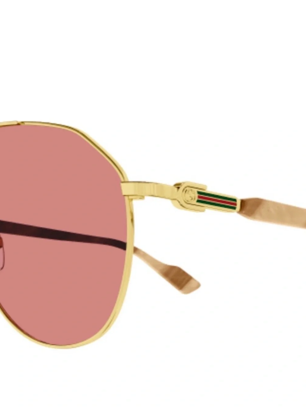 Gucci Gold Frame Aviator Sunglasses with Rose Lenses